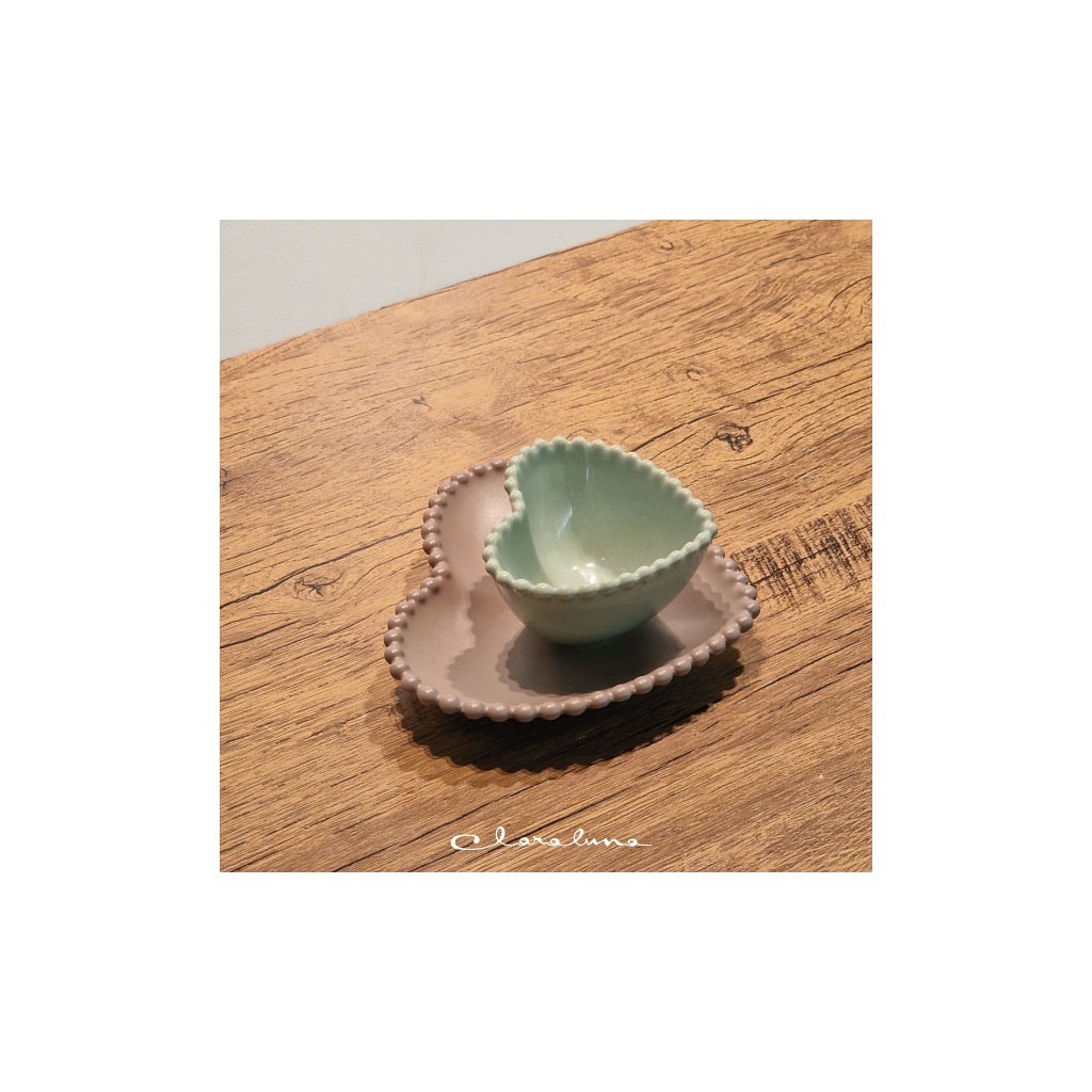 Set 2 piattini cuore piccolo verde e medio tortora - bis2