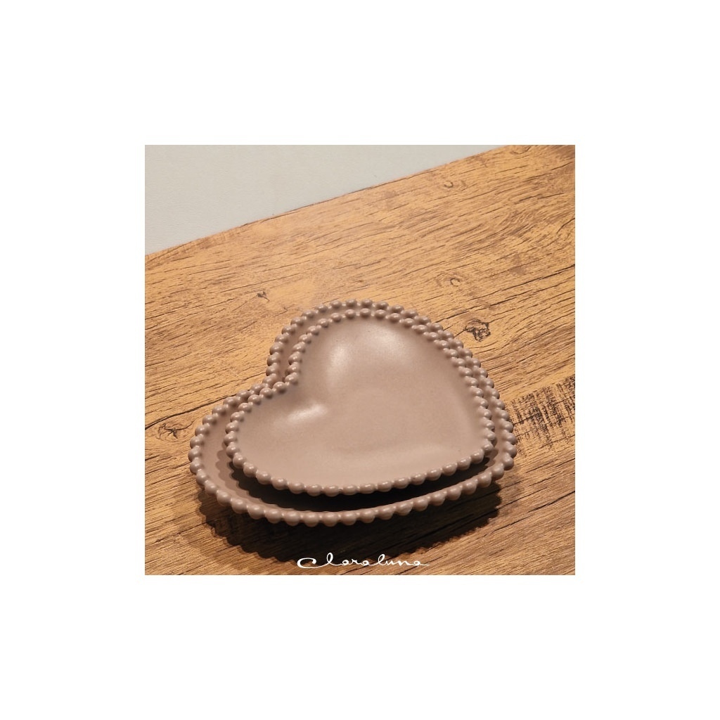 Set 2 piattini cuore medio tortora e grande tortora - bis22