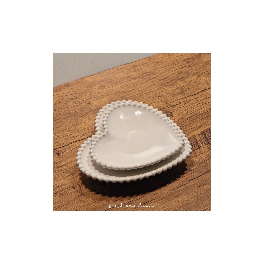 Set 2 piattini cuore medio bianco e grande bianco - bis25