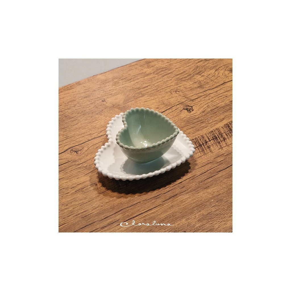 Set 2 piattini cuore piccolo verde e medio bianco - bis3