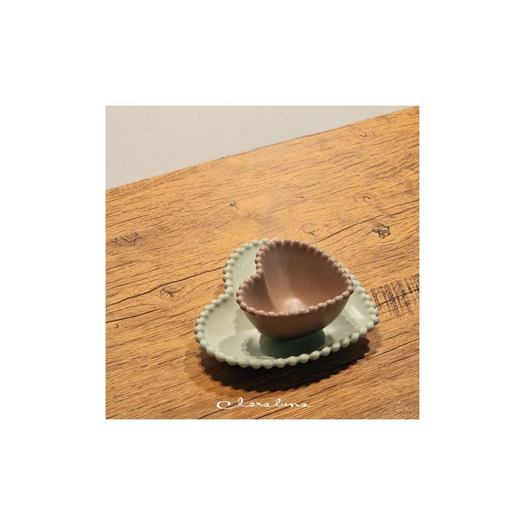 Set 2 piattini cuore piccolo tortora e medio verde - bis5