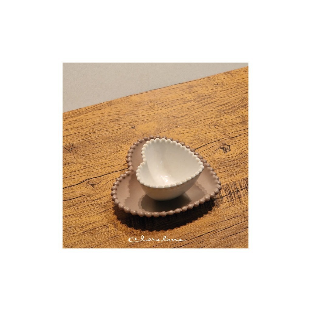 Set 2 piattini cuore piccolo bianco e medio tortora - bis8