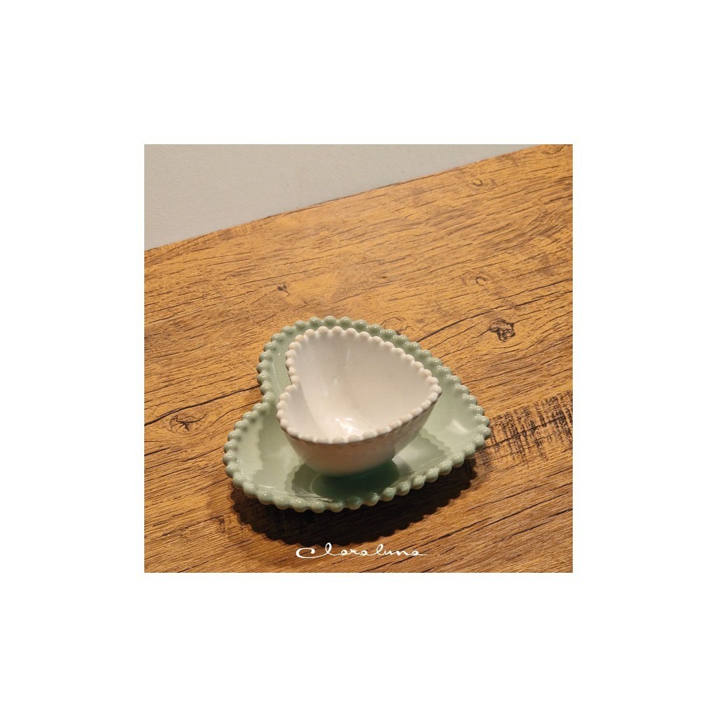 Set 2 piattini cuore piccolo bianco e medio verde - bis9