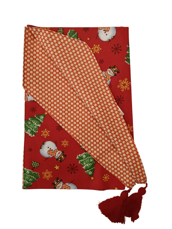 Striscia Doppia A Punte 1 Lato Frosty 1 Lato Quadretti Con Nappe Rosse 45x140 - 10333