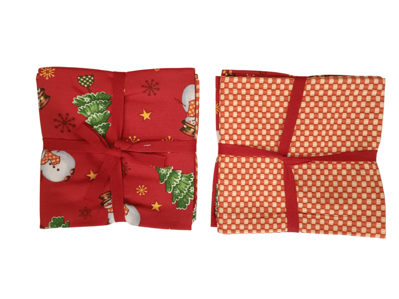 Set 2 Strofinacci 1 Frosty 1  Quadretti Con Fiocco Rosso 50x70 - 10337