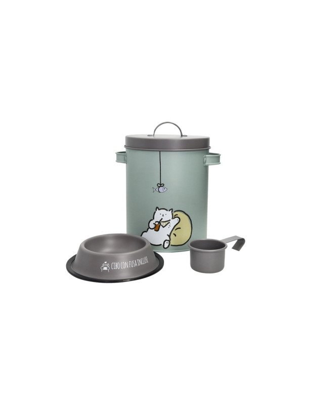 Contenitore pet carta da zucchero c/ciotola e misurino grigio metal - 50121