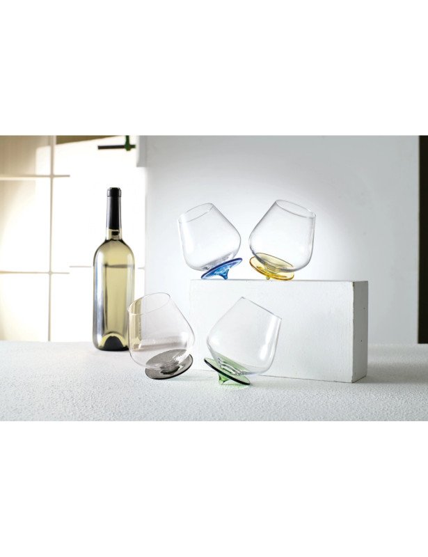 Bicchiere basculante giallo blu set 2 pz vetro borosilicato - 50240