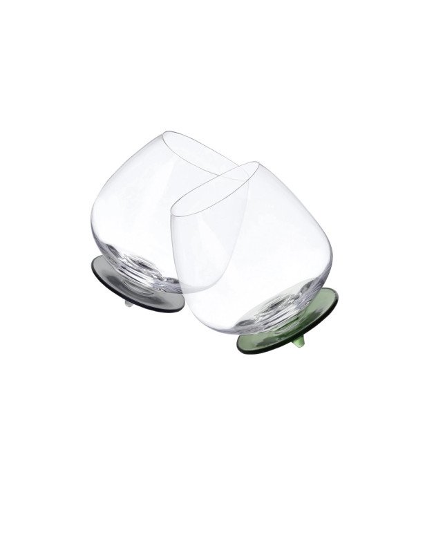 Bicchiere basculante verde fume' set 2 pz vetro borosilicato - 50241