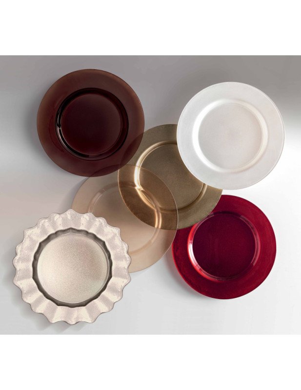 Sottopiatto lurex champagne vetro - 51039