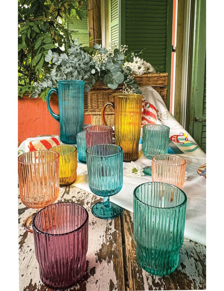 Caraffa plisse ambra vetro - 51072