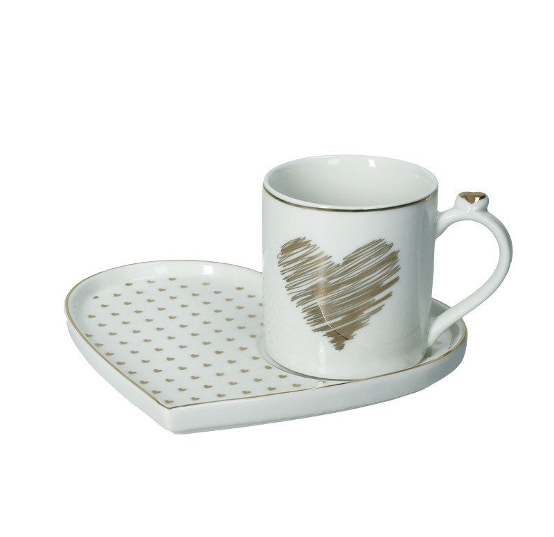Tazza con vassoio amore mio cuori new bone china - 51662 Tazza con vassoio amore mio cuori new bone china - 51662