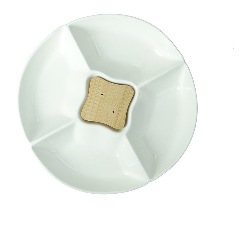 ANTIPASTIERA CLASSIC PORCELLANA E BAMBOO CON 2 FORCHETTINE  INOX - 51676 ANTIPASTIERA CLASSIC PORCELLANA E BAMBOO CON 2 FORCHETTINE  INOX - 51676