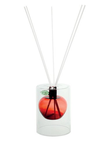 Diffusore di fragranza mela rosso vetro con bastoncini fiber wood - 51823