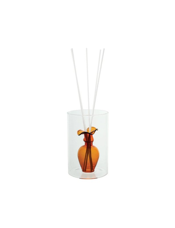Diffusore di fragranza anfora ambra vetro con bastoncini fiber wood - 51828