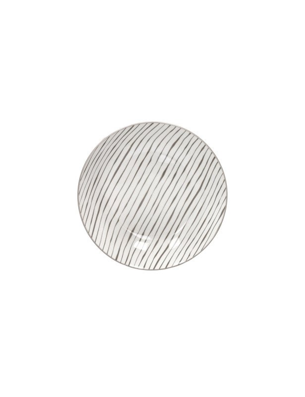 Piatto fondo loto tortora set 4 pz decori assortiti porcellana - 51959