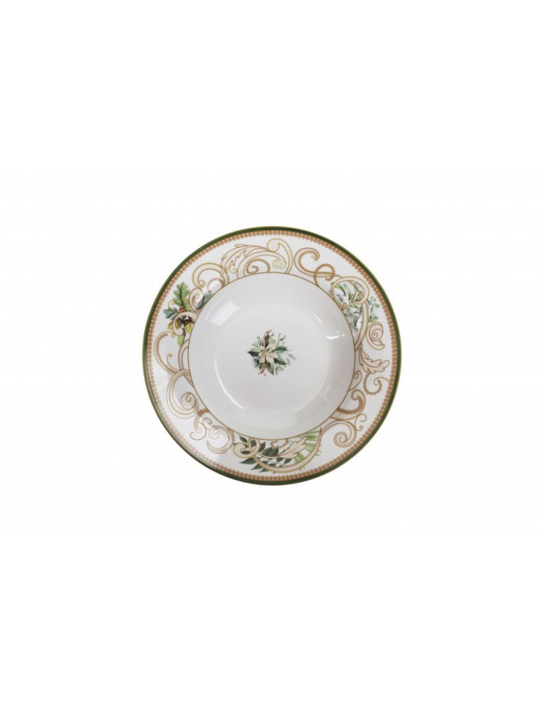 Tavola 18 pezzi filo d'oro porcellana (bianco) - 52651