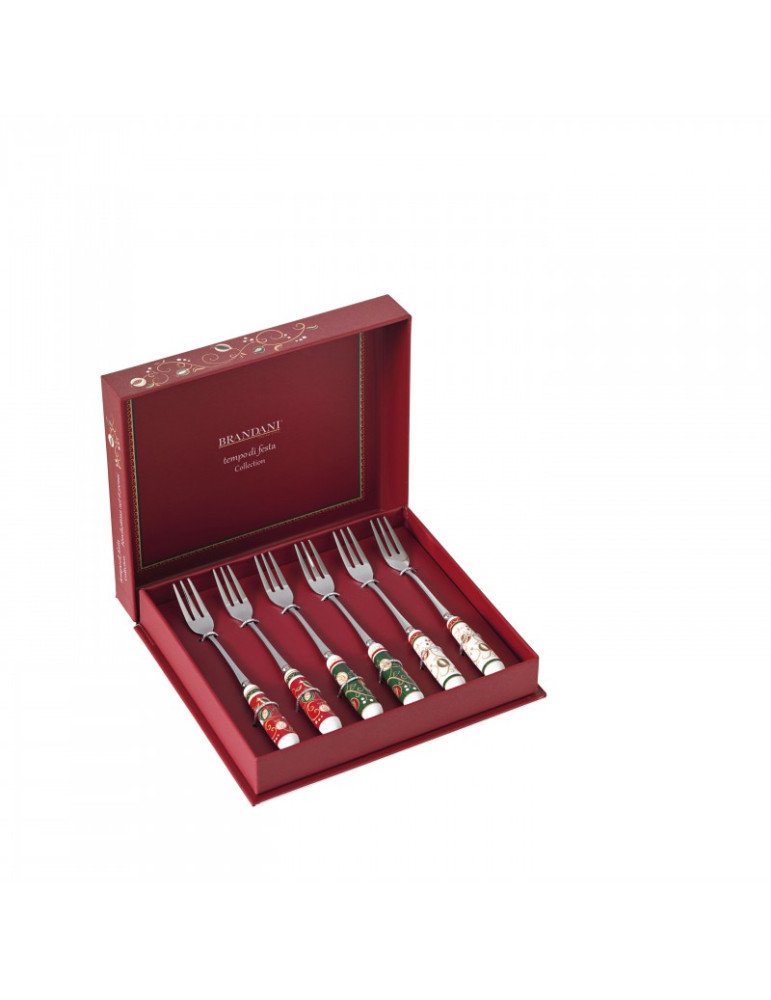 Forchettina tempo di festa set 6 pezzi inox con manico ceramica - 53281 Forchettina tempo di festa set 6 pezzi inox con manico ceramica - 53281