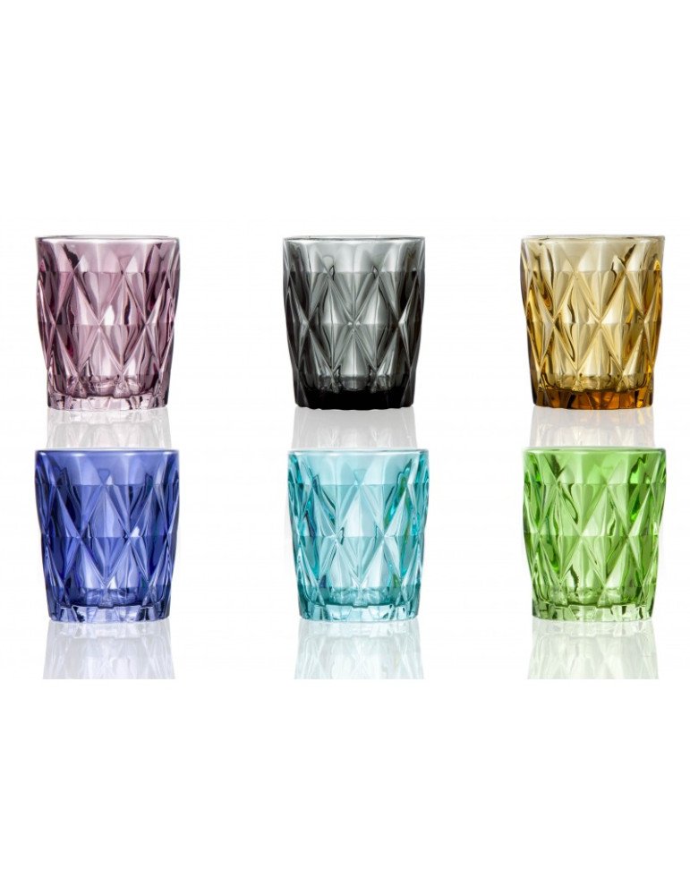 Bicchiere diamante colori assortiti set 6pezzi vetro - 54111