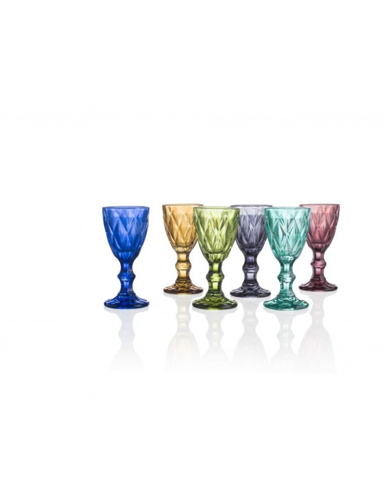 Liquorino diamante colori assortiti set 6 pezzi vetro - 54211
