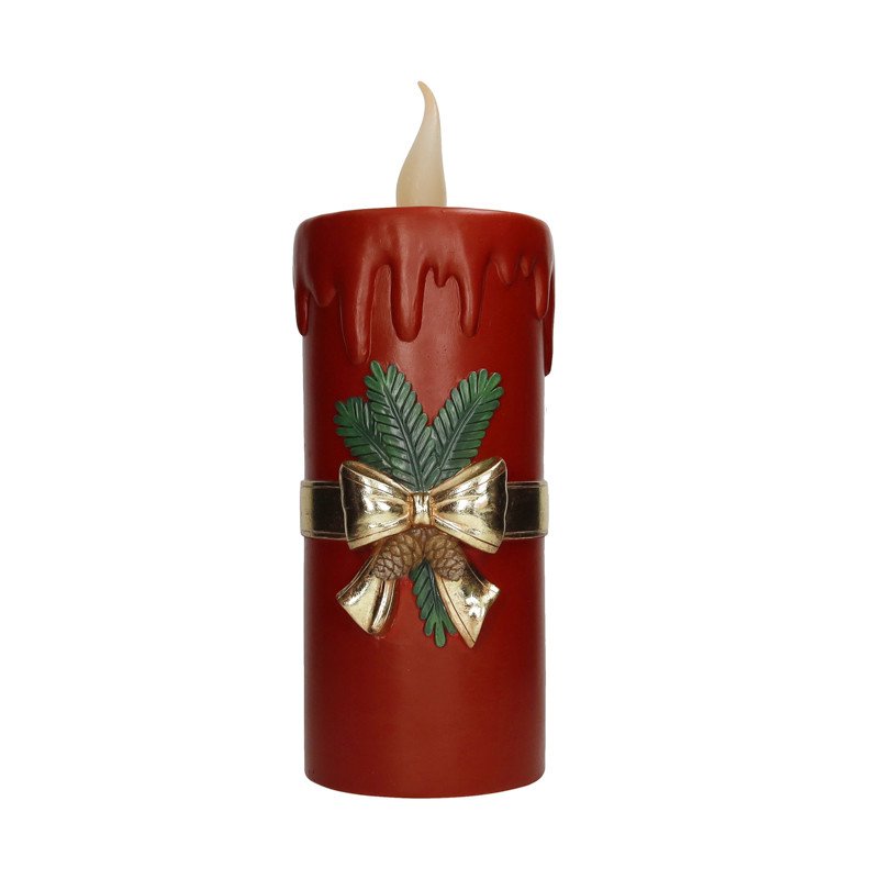 Candela Christmas Rossa Con Led Resina - 81111