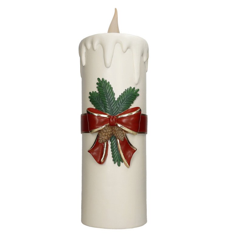 Candela Christmas Crema Con Led Resina - 81112