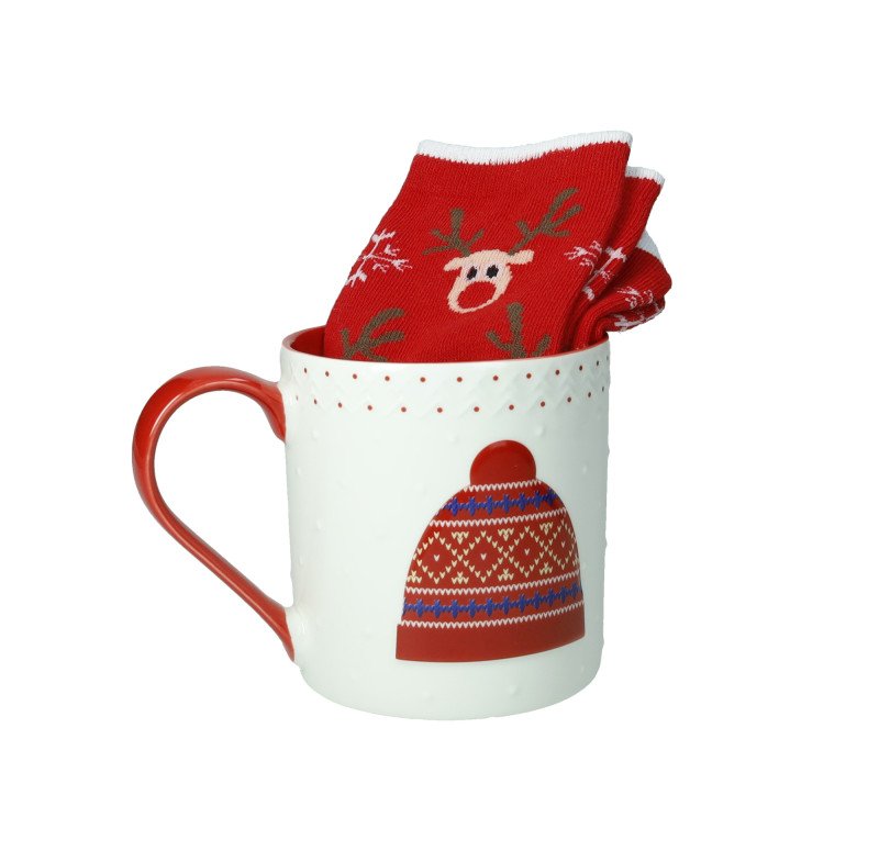 MUG CAPPELLO NEW BONE CHINA CON CALZINI COTONE - 83021 MUG CAPPELLO NEW BONE CHINA CON CALZINI COTONE - 83021