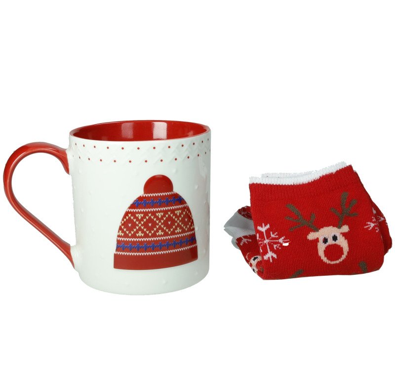 MUG CAPPELLO NEW BONE CHINA CON CALZINI COTONE - 83021 MUG CAPPELLO NEW BONE CHINA CON CALZINI COTONE - 83021