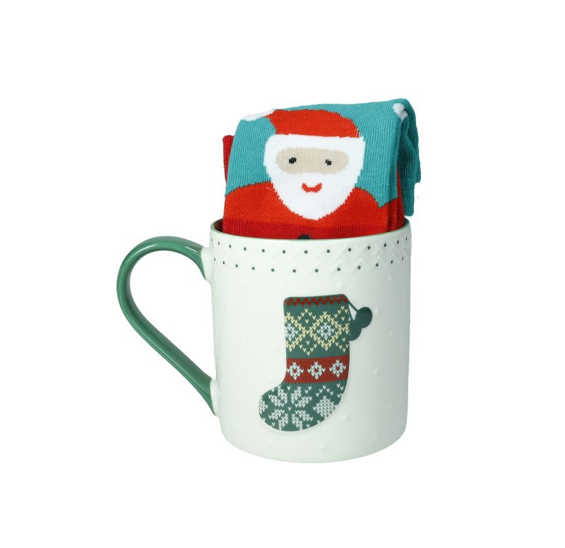 MUG CALZA NEW BONE CHINA CON CALZINI COTONE - 83022 MUG CALZA NEW BONE CHINA CON CALZINI COTONE - 83022