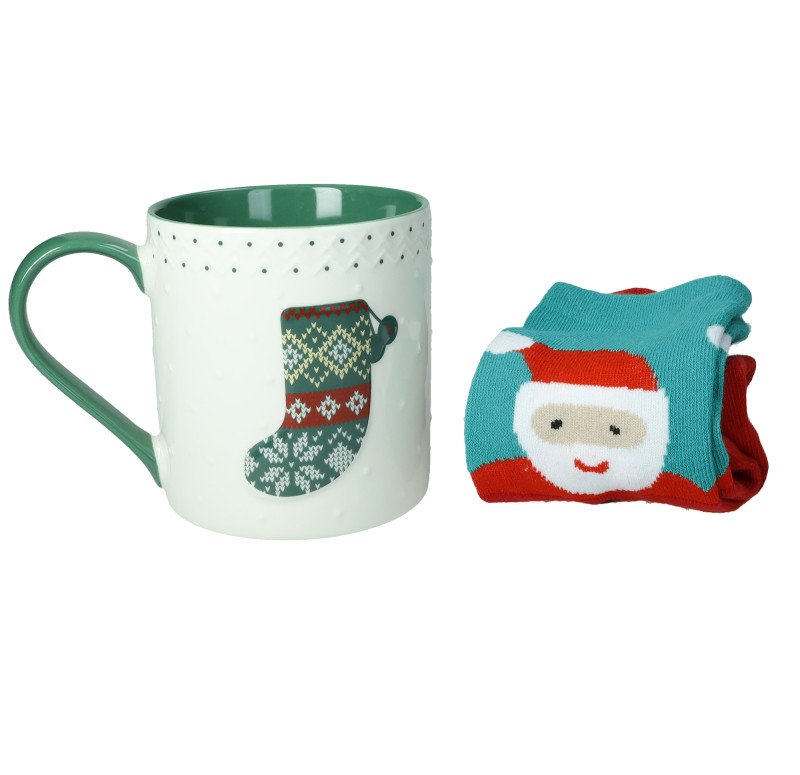 MUG CALZA NEW BONE CHINA CON CALZINI COTONE - 83022 MUG CALZA NEW BONE CHINA CON CALZINI COTONE - 83022
