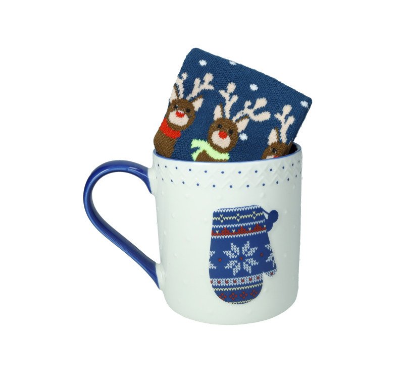 MUG GUANTO NEW BONE CHINA CON CALZINI COTONE - 83023 MUG GUANTO NEW BONE CHINA CON CALZINI COTONE - 83023