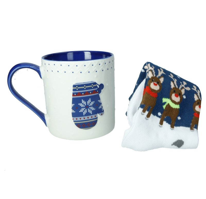 MUG GUANTO NEW BONE CHINA CON CALZINI COTONE - 83023 MUG GUANTO NEW BONE CHINA CON CALZINI COTONE - 83023