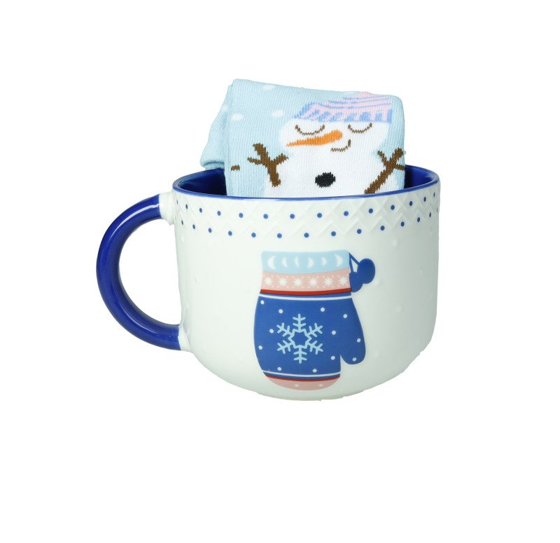 TAZZA COLAZIONE GUANTO NEW BONE CHINA CON CALZINI COTONE - 83026