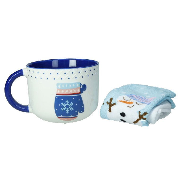 TAZZA COLAZIONE GUANTO NEW BONE CHINA CON CALZINI COTONE - 83026