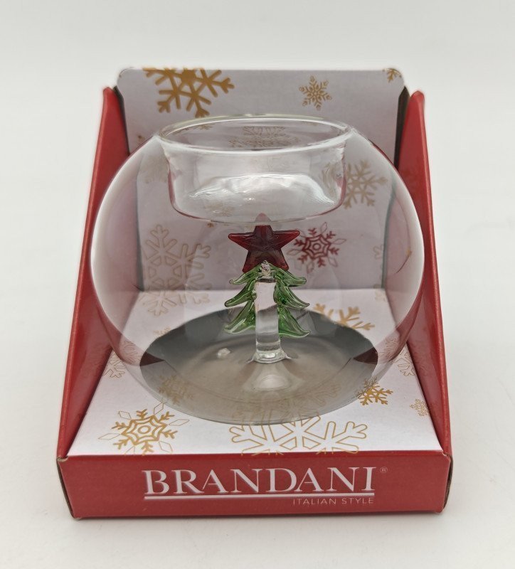 PORTA TEALIGHT IN VETRO CON DECORO PANDIZENZERO - 83106