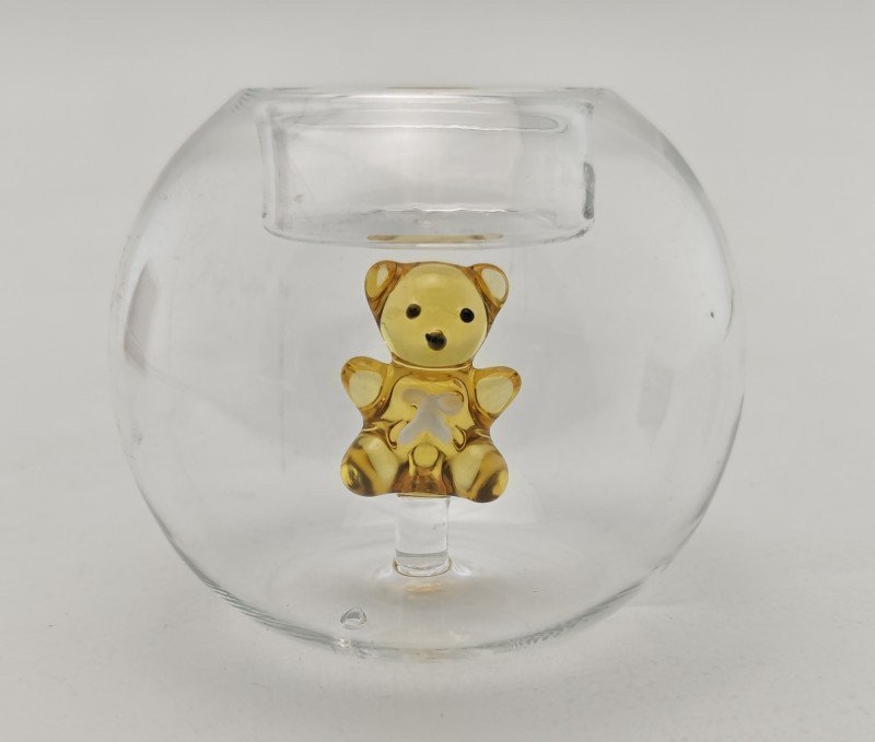 PORTA TEALIGHT IN VETRO CON DECORO PANDIZENZERO - 83106