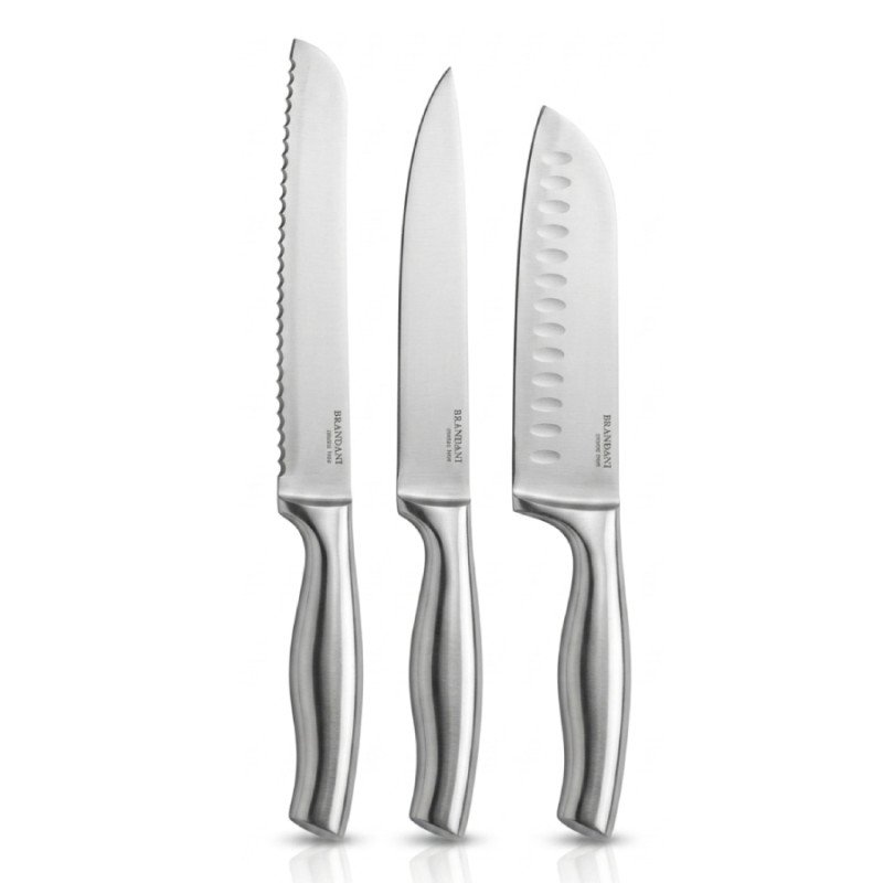 Set 3 pezzi coltello santoku, pane e cucina inox - 83493