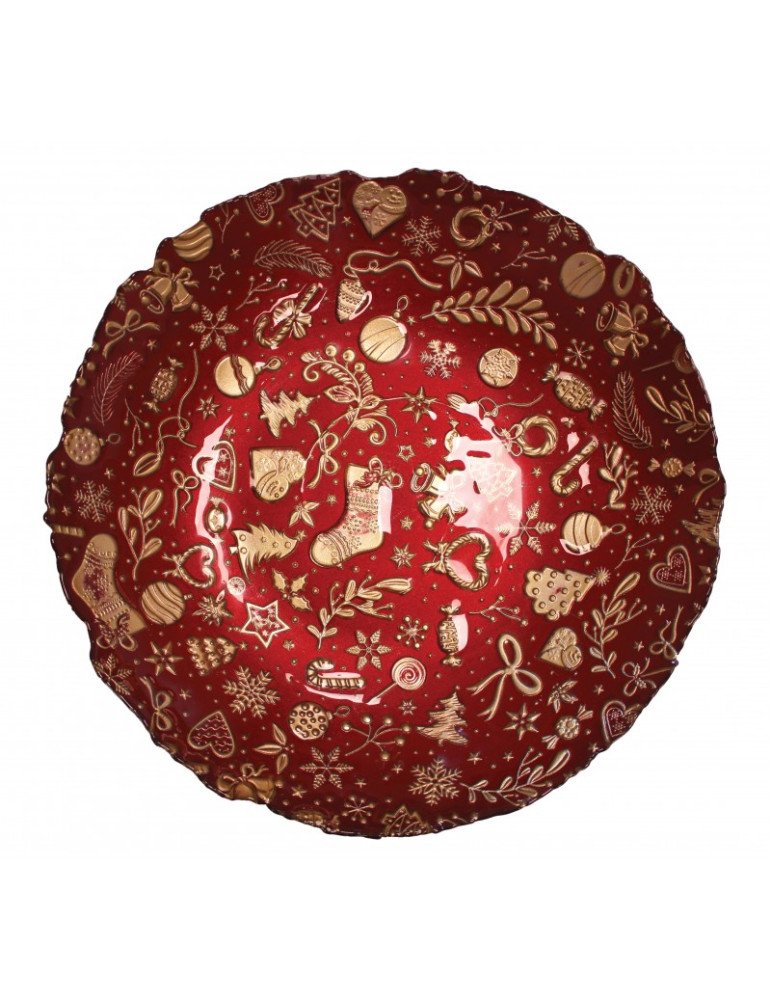 Centrotavola christmas rosso cm 40 vetro - 83758