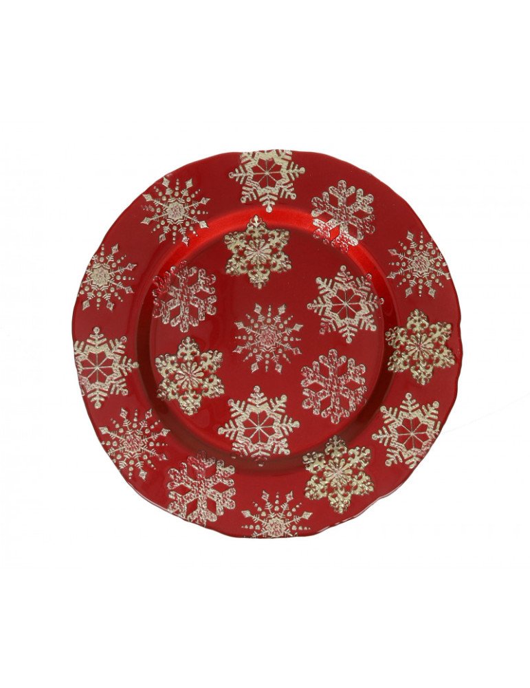 Sottopiatto christmas stelline rosso/oro cm 31 vetro - 84327