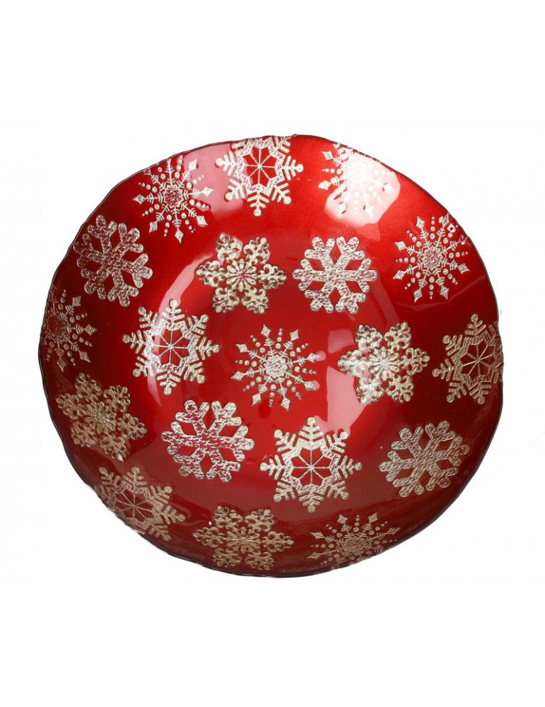 Centrotavola christmas stelline rosso/oro cm 40 vetro - 84330