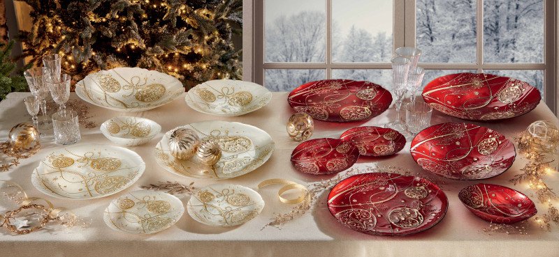 Coppetta regalomagia rosso/oro cm 21 vetro - 84391