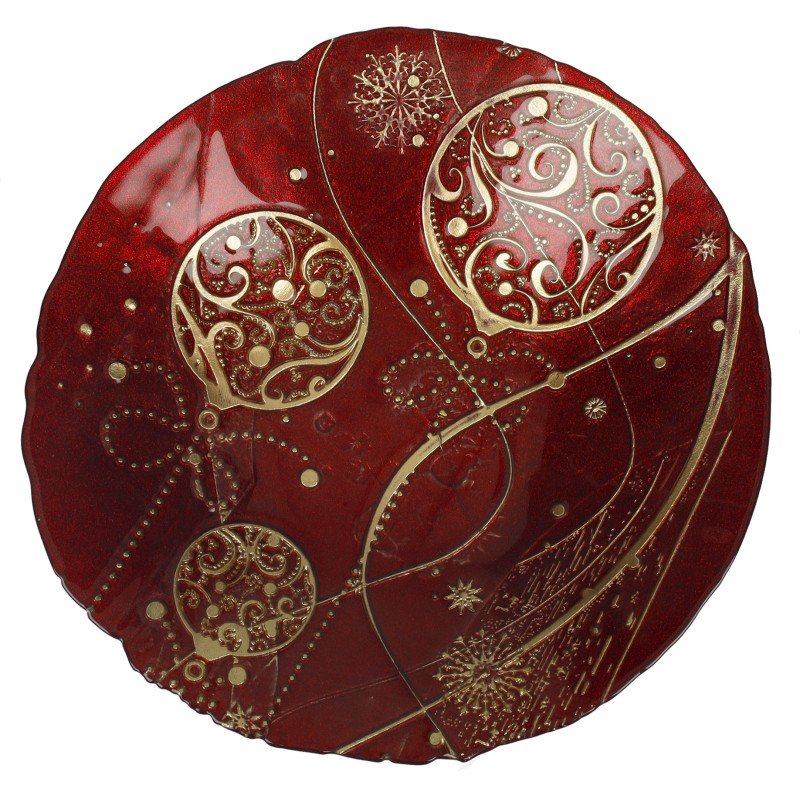 Centrotavola regalomagia rosso/oro cm 40 vetro - 84396