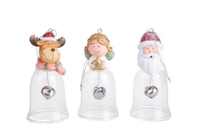 Campanellina 3 sogg assortiti vetro/resina disp 12 - 84492