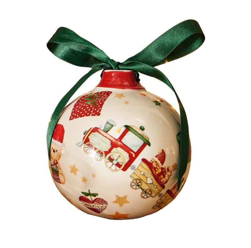 Palla di natale trenino ceramica - 84512