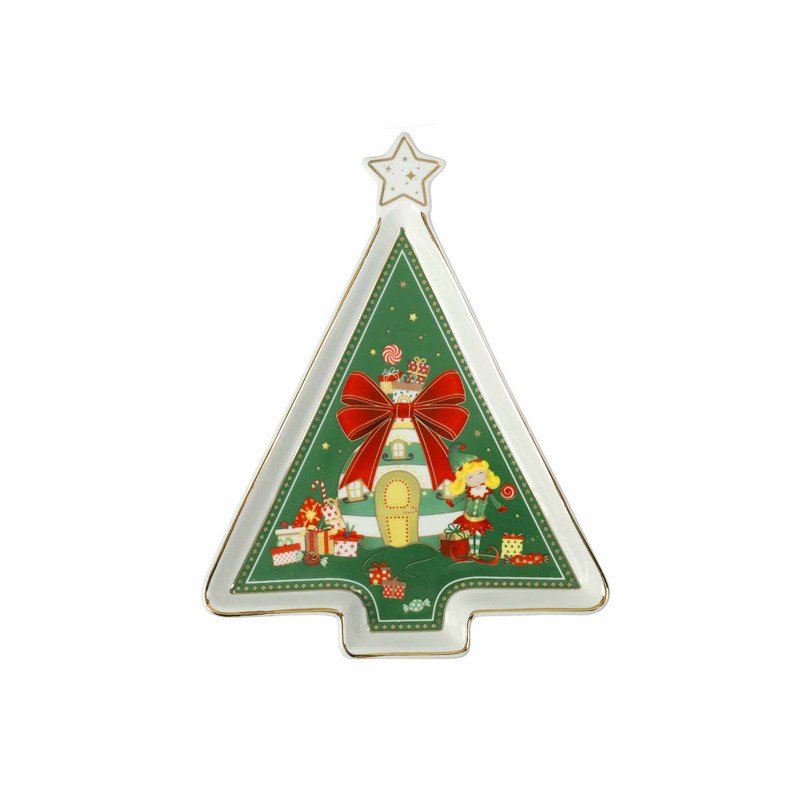 Vassoietto elfomagia albero con stella new bone china - 84566