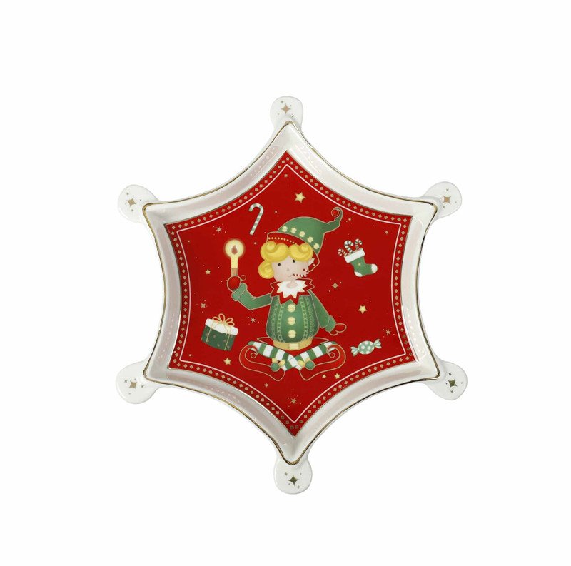Vassoietto elfomagia fiocco di neve new bone china - 84569