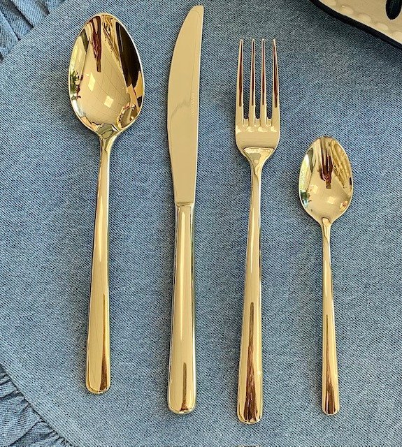 Posata goccia set 24 pz champagne inox pvd - 85900