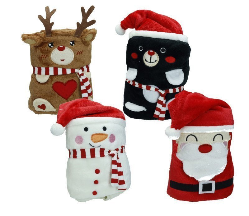 PLAID CALDO NATALE  PUPAZZO DI NEVE IN POLIESTERE - 86019