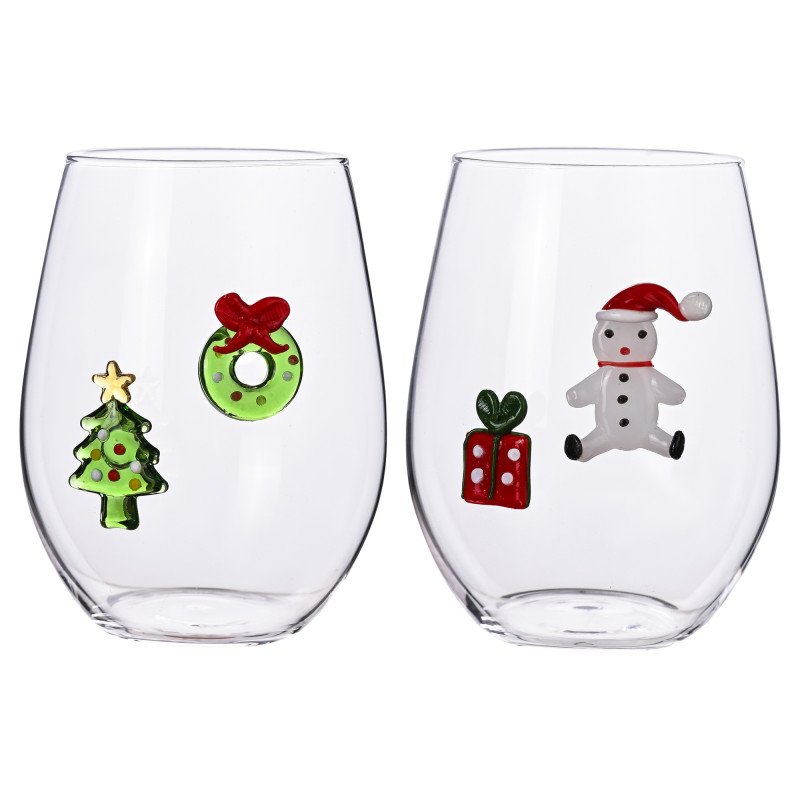 BICCHIERE VIVA IL NATALE SOGGETTI NATALIZI ASSORTITI SET 2 PEZZI - 89941