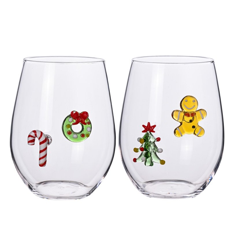 BICCHIERE VIVA IL NATALE SOGGETTI NATALIZI ASSORTITI SET 2 PEZZI - 89942