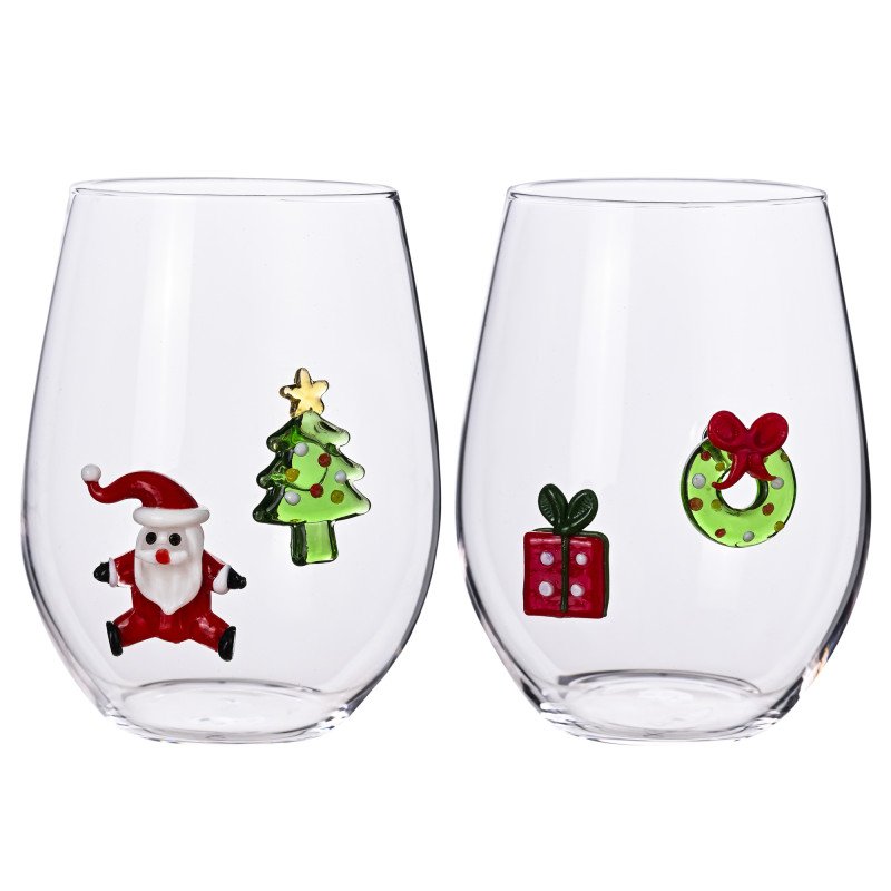 BICCHIERE VIVA  IL NATALE SOGGETTI NATALIZI ASSORTITI SSET 2 PEZZI - 89943